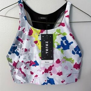 Terez Women's Vibrant Abstract Sports Bra size Large NWT